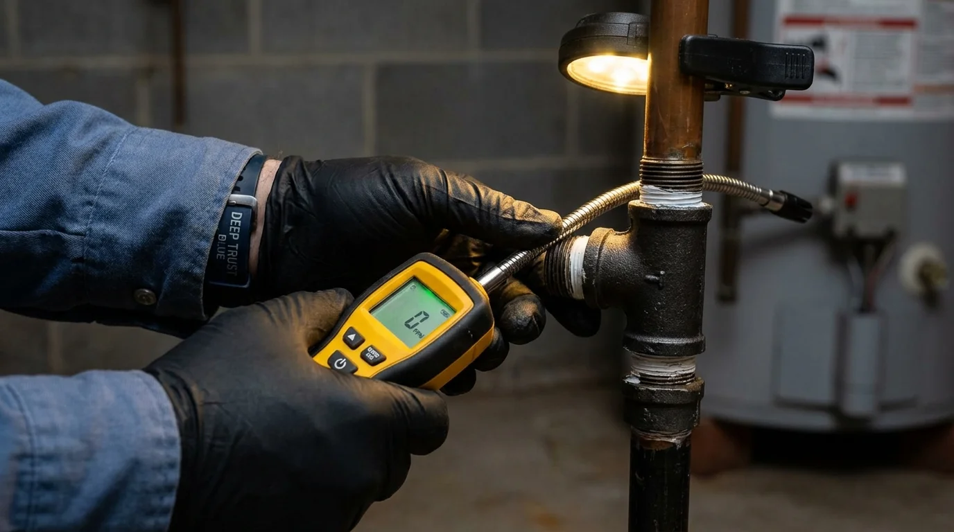 Gas leak detection with electronic sniffer by Johns Plumbing LLC in Ben Lomond