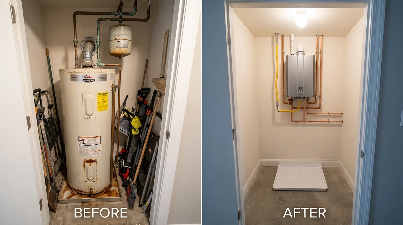 Tank water heater versus wall-mounted tankless unit comparison for Ben Lomond, CA homeowners
