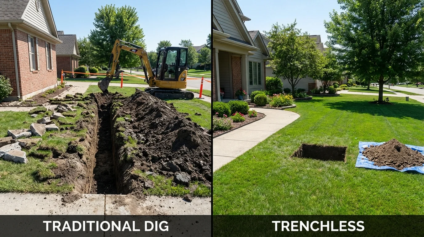 Trenchless sewer repair with minimal yard damage versus traditional excavation in Ben Lomond, CA